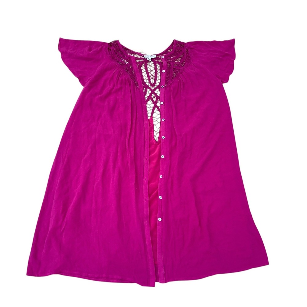 See U Soon Fuchsia Pink Crochet Lace Vacation Mini Dress Womens Small NWT